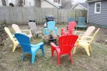 Fire pit with fun chairs to hang out and make s`mores